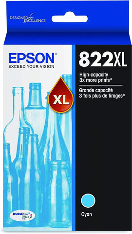 EPSON T822 DURABrite Ultra Ink High Capacity Cyan Cartridge (T822XL220-S) for Select Epson Workforce Pro Printers