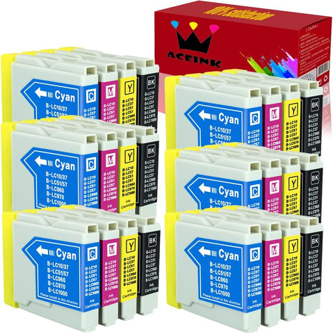 AceInk Compatible Ink Cartridges Replacement for Brother LC51 Ink Cartridges, Work for Brother MFC-240C MFC-440CN MFC-465CN MFC-665CW Printer 48-Pack (12 Black,12 Cyan, 12 Magenta, 12 Yellow)