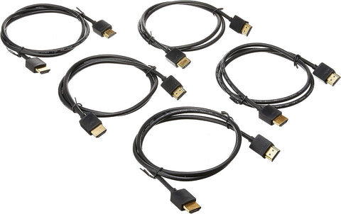 Monoprice Ultra 8K High Speed HDMI Cable - 3 Feet - Black (5 Pack) 48Gbps, 8K@60Hz, Dynamic HDR, eARC, Supports 3D Video and Multiview Video