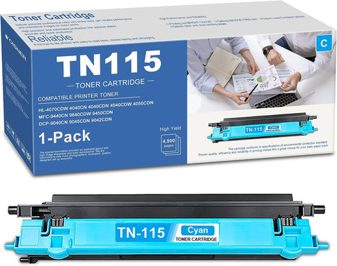 TN-115 Cyan Toner Cartridge (1-Pack) | YOIS Compatible Replacement for TN115C TN115 Toner Works with DCP-9040CN 9045CDN HL-4040CDN 4040CN 4070CDW 4070CDW MFC-9440CN MFC-9450CDN 9840CDW