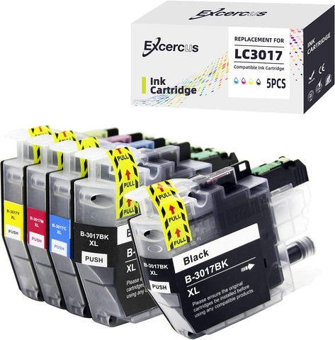 EXCERCUS LC3019 3019 LC3017 Ink Cartridge Replacement for Brother LC3019 3019 LC3017 XL LC 3017 Ink (2B/1C/1M/1Y,5 Pack) Work with Brother MFC-J5330DW MFC-J6930DW MFC-J6530DW MFC-J6730DW