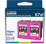 Ankink 67XL Color Ink Cartridge 67 XL for Deskjet 2700 2700e 2752 2752e 2742e 2755 2755e 4100 4100e 4152e 4155 4155e Envy 6000 6055e 6055 6400 6458 6458e 6452 6455 6455e Printer