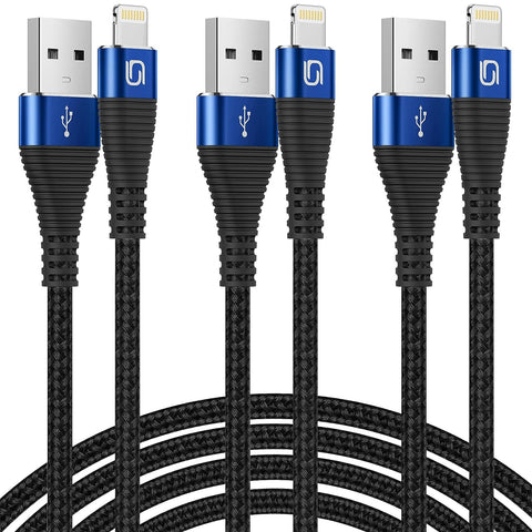 ohbox Lightning Cable 3ft 3Pack, Blue iPhone Charger Cable Fast Charging USB Cord Compatible with iPhone 14 13 12 11 Pro Max Mini XS XR 8 7 6s SE iPad Airpods