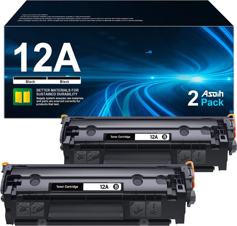 12A Toner Cartridge, Compatible for HP 12A Black Toner Cartridge for HP Laserjet 1020 Toner Cartridge, Work for HP Laserjet 1022 3055 1012 m1319f Series Printer, Q2612A, 2 Black