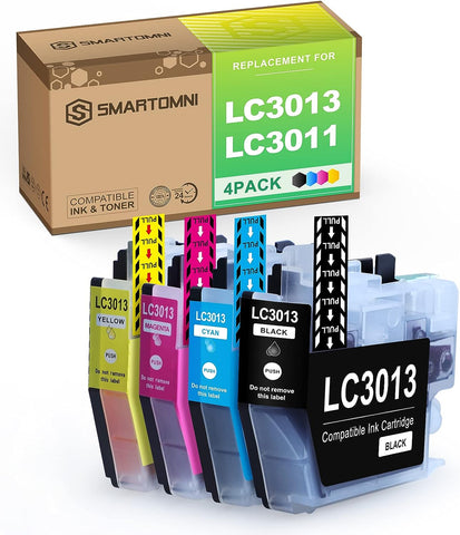 S SMARTOMNI LC3013 LC3011 Compatible Ink Cartridge Replacement for Brother LC 3013 LC 3011 Ink Cartridge for Brother MFC-J690DW MFC-J895DW MFC-J491DW MFC-J497DW Color 4-Pack Set (KCMY)