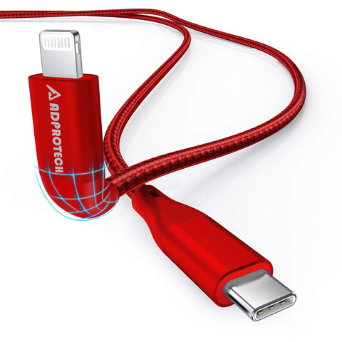 ADPROTECH USB C to Lightning Cable 6FT, [Apple MFi Certified] Lightning to Type C Fast Charging Cable Compatible with iPhone 14/13/12/12 Pro Max/iPhone 11//X/XS/XR/XS/8/8 Plus, Red