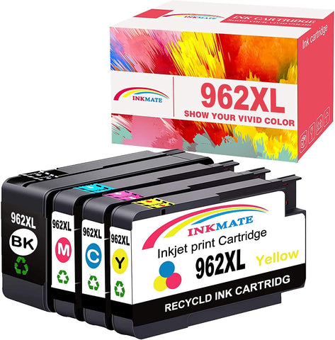 962XL 4 Pack Ink Cartridges Black & Colors. High Yield Combo Pack for HP 962XL Cartridges Works with HP OfficeJet Pro Printers.(1 Black 1 Cyan 1 Magenta 1 Yellow, 4 Pack)¡­