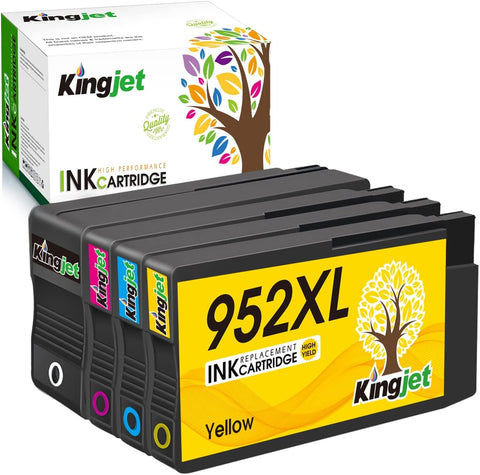 Kingjet Compatible for HP 952XL Ink Cartridges Combo Pack Replacements for HP 952 XL 952XL Work with Officejet Pro 7740 8210 8216 8702 8710 8715 8720 8725 8730 8740 7720 8702 8716 Printers, 4 Pack