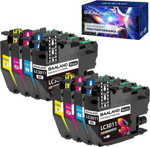 LC3011 Ink Cartridges BK/C/M/Y 2-Set Replacemnt for Brother Ink LC3011 LC3013 LC3011BK LC3013BK use with Brother MFC-J491DW MFC-J895DW MFC-J690DW MFC-J497DW Printer (2BK/2C/2M/2Y 8-Pack)