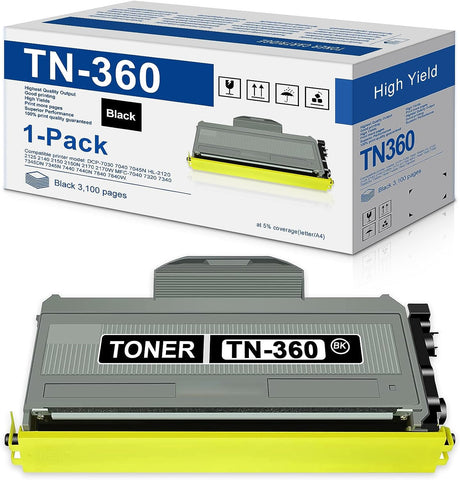 ZEOSEROE TN360 Toner TN-360 : 1 Pack Replacement for Brother TN360 Toner Cartridges DCP-7030 7040 7045N HL-2120 2125 2140 MFC-7040 7320 7340 Printer, Black