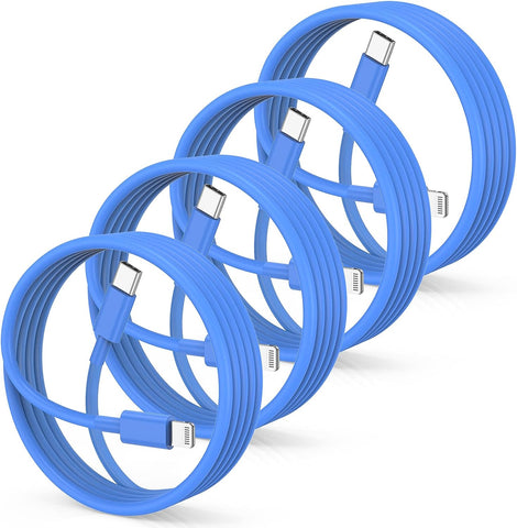 (4Pack Apple MFi Certified) USB C to Lightning Cable 6ft,Fast Charger Type C to Lightning Cord,Apple USB C Charging Cables for iPhone 14/13/13 Pro/12/12 Mini/12 Pro Max/11/X/XS/XR/iPad (Blue)