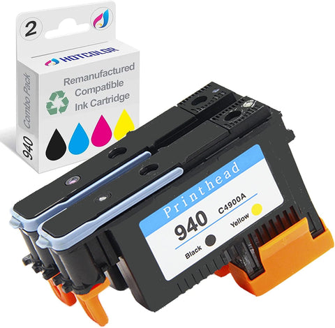 HOTCOLOR 8500 printhead Replacement for HP 940 Printhead C4900a and C4901a Printheads for HP 8500A Officejet pro 8000 8500 8500A Plus 8500A Premium 8500 Printhead (Black/Yellow Cyan/Magenta 2PK)