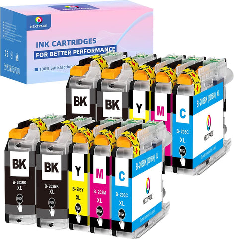 NEXTPAGE Compatible Ink Cartridges Replacement for Brother LC203 LC 203 XL LC201 Use in MFC-J480DW MFC-J880DW MFC-J4420DW MFC-J680DW MFC-J885DW, Brother lc203 Printer ink10 Pack