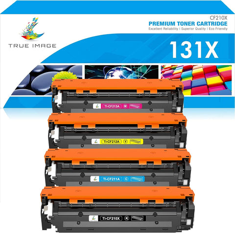 TRUE IMAGE Compatible Toner Cartridge Replacement for HP 131X M276nw CF210X 131A Pro 200 Color MFP M276nw M251nw M276n M251n CF210A CF211A CF212A CF213A Printer Ink (Black Cyan Yellow Magenta, 4-Pack)