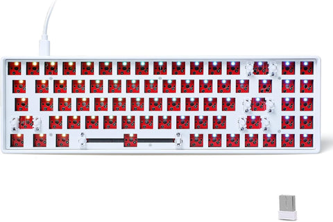 Apuode 72 Key Mechanical Keyboard DIY Kit Hot-swappable Dual-Mode Custom Keyboard Compatible with Cherry MX Gateron Kailh Switch (A-2 White)