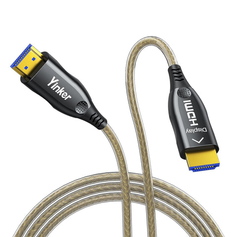 Yinker 4K Fiber HDMI Cable 50ft,Industrial Grade 2-Layer Protection 18Gbps 4K 60Hz HDCP2.2 4:4:4 HDR10