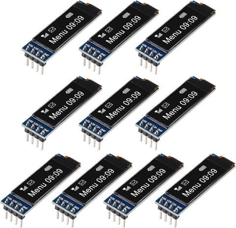 10 Pieces I2C Display Module 0.91 Inch I2C OLED Display Module I2C OLED Screen Driver DC 3.3V~5V 4PINS for Arduino ESP32 ESP8266 AVR PIC STM32 for Raspberry pi (White Color)