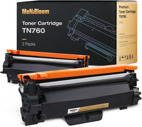 MoNiBloom TN760 TN730 Toner Cartridge High Yield Replacement for Brother HL-L2350DW HL-L2370DW HL-L2370DWXL HL-L2390DW HL-L2395DW MFC-L2710DW MFC-L2730DW MFC-L2750DW Printer, Black, 2 Pack