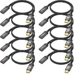 HDMI Extension Cable 6 Feet, 10-Pack HDMI Extender Cable-4K HDMI Male to Female Compatible with Nintendo Switch Xbox One S 360 PS5 PS4 Roku TV Stick Blu Ray Player Google and so on-Grey