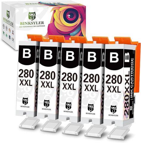 BINKSYLER Compatible 280 PGBK Ink Cartridge Replacement for Canon 280 XXL PGI-280 XXL PGI 280 XXL for Canon PIXMA TR7520 TR8520 TS6220 TS9520 TS9521C TS6320 Printer (5PGBK)