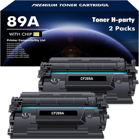 CF289A 89A Black Toner Cartridge 2-Pack Compatible Replacement for HP 89A 89X CF289A CF289X for HP Laserjet Enterprise M507 M507n M507dn M507x MFP M528dn M528f M528c M528z M528 Series Printer Ink