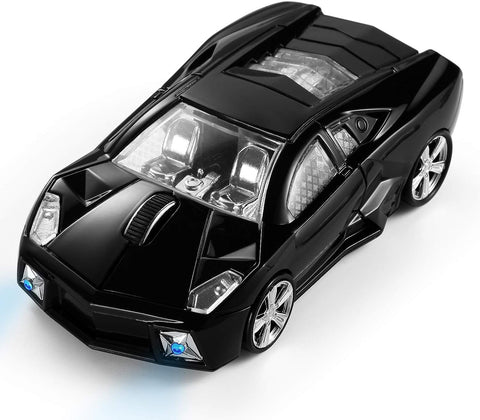 BKLNOG Sports Car Mouse [Updated] with LED Headlights, 1600 DPI Wireless Car Shaped Mouse for Mac & Computers, Black