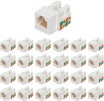 Buyer's Point Cat6 RJ45 90-Degree Keystone Jack, Punch Down Keystone Jack Adapter White (25 Pack)