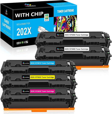 LeciRoba Compatible 202X CF500X Toner Cartridge High Yield Replacement for HP 202X CF500X 202A CF500A for HP Color Pro MFP M281 M281fdw M281cdw M281fdn M254dw M254 Printer (4-Pack, BK/C/M/Y)