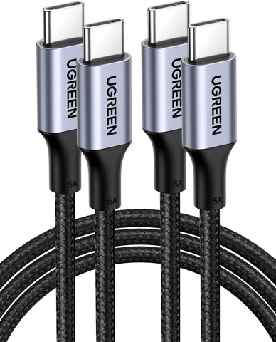 UGREEN 100W USB C to USB C Cable 2-Pack Type C Fast Charging Cable Compatible with MacBook Pro 2022, iPad Pro 2022, iPad Air 5, Samsung Galaxy S23/S22 Ultra, Pixel, PS5, Switch, etc. 10FT