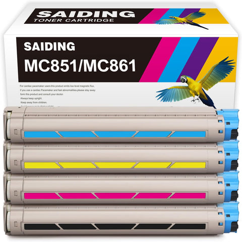 SAIDING Compatible Toner Cartridge Replacement for MC851 MC861 44059168 44059165 44059166 44059167 to use with OKI MC851DN MC861DN (4 Pack)