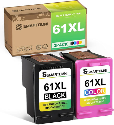 S SMARTOMNI 61XL Ink Cartridges Replacement for HP 61 61XL Black and Color Combo Pack for HP OfficeJet 2620 4630 4635 4639 Envy 4500 4501 5530 5535 DeskJet 1000 2050 2514 2540 2546P 3056A (2 Pack)