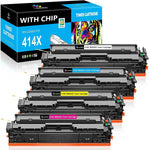 LeciRoba Compatible 414X (with Chip) Toner Cartridges Replacement for HP 414X W2020X 414A W2020A for Color Pro MFP M479fdw M479fdn M479dw M454dw M454dn Printer (4 Pack, Black Cyan Yellow Magenta)