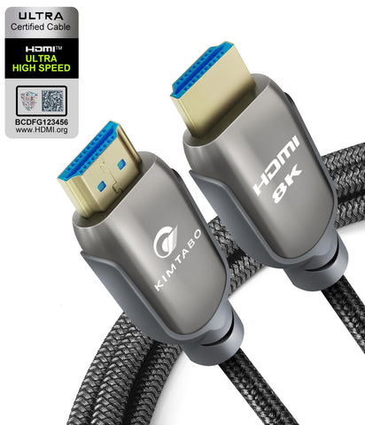 KIMTABO 6.6ft and 10ft Ultra High Speed HDMI Cable, 8K 60hz 4K 120hz 144hz HDMI 2.1 Certified Cord