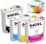 Miss Deer 940XL Compatible Ink Cartridges Replacement Ink for HP 940 940XL, Work for HP Officejet Pro 8500A 8000 8500 Machine A910a A809a A811a A909a A910n,4 Pack (1Black 1Cyan 1Magenta 1Yellow)