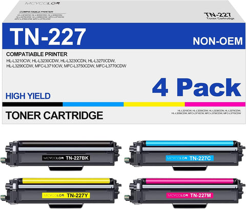 TN227 TN223 High Yield Toner Cartridge TN 227 Compatible for Brother TN-227 TN 223 for MFC-L3750CDW MFC-L3770CDW HL-L3290CDW HL-L3210CW HL-L3230CDW MFC-L3710CW Printer (4 Pack)