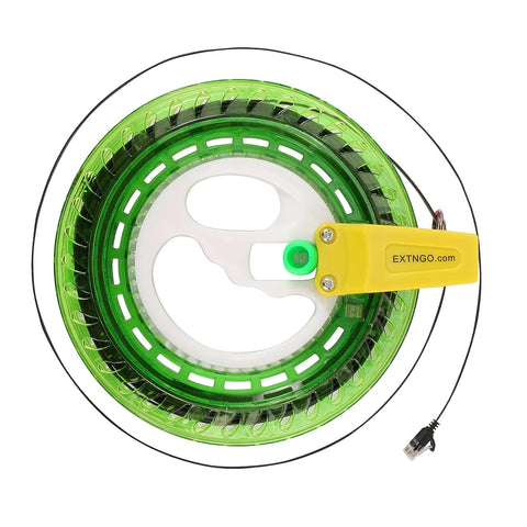 EXTNGO Ultra-Thin 33 Feet CAT6A Retractable Ethernet Cable Extender Reel 10 Gbps