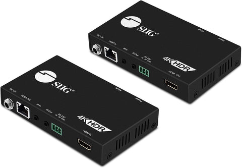 SIIG HDBaseT HDMI Extender 4K 60Hz HDR HDMI 2.0 Over Single Cat5e/6 with RS-232 & IR - 196ft (60m) @ 1080p & 114ft (35m) @ 3840x2160@60Hz YUV 4:4:4 8bit, RS232, HDMI 2.0 and HDCP 2.2, HDR, PoC, CEC