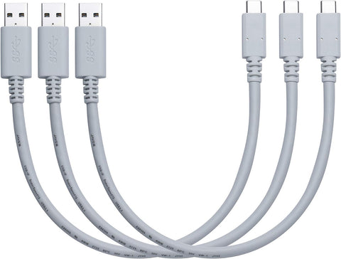 JAVEX USB C 10Gpbs [1FT, 3-Pack] Type-C to A Cable, Cool Grey