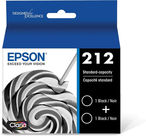 EPSON T212 Claria -Ink Standard Capacity Black Dual -Cartridge Pack (T212120-D2) for Select Epson Expression and Workforce Printers