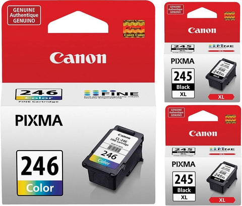 Canon CL-246XL Color Ink Cartridge with x2 PG-245XL Black Ink Cartridge Bundle