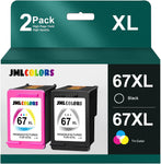 JMLCOLORS 67 67XL Ink Cartridges Replacement for HP 67XL Combo Pack Used in DeskJet 2700 2755 2722 2732 2752 Plus 4155 4152 Envy 6455e 6000 6055 6055e 6052 6058 6075 Pro 6455 6452 6458 Printer