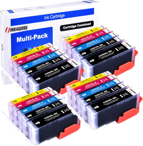 INK4WORK Compatible Ink Cartridge Replaclement for Canon PGI-250XL PGI 250 XL CLI-251XL CLI 251 XL to use with Pixma IP7220 MG5420 MG6320 MX722 MX922 (20 Pack)