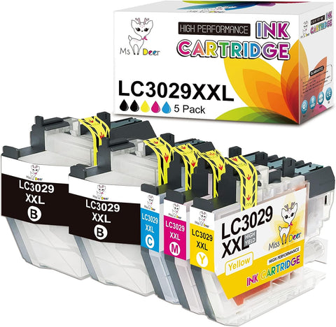 Miss Deer Compatible LC3029 Ink Cartridges Replacement for Brother Ink Cartridges LC 3029 XXL LC 3029XXL for MFC-J5830DW MFC-J6535DW MFC-J5930DW MFC-J6935DW MFC-J5830DWXL (2 BK 1 C 1 Y 1 M) 5-Pack