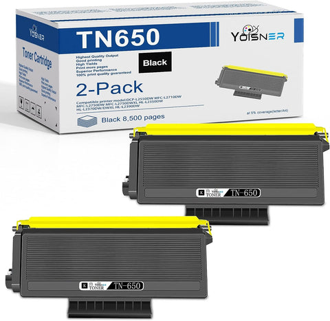 YOISNER TN650 TN-650 High Yield Toner Cartridge Replacement for Brother TN650 Toner DCP-8080DN, DCP-8085DN, HL-5350DN, HL-5370DW, MFC-8480DN, MFC-8690DW, MFC-8890DW Printer 2 Pack