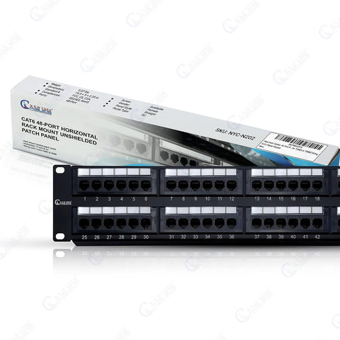 NewYork Cables - 48 Port Patch Panel cat6, 2U Rack and Wall Mount Unshielded Keystone Patch Panel, Compatible with Cat3,4,5,5e,6 Cabling, for Ethernet, Fast Ethernet, Gigabit Applications