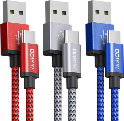 DDIYYI Long USB Type C Cable Fast Charging [3-Pack 10ft], USB A to USB C Charger Cable, Braided Cord for Samsung Galaxy S22 S21 S20 S10e S10 S9 S8 Plus, Note 20 10 9 Ultra, A10e A11 A12 A13 A03s A32