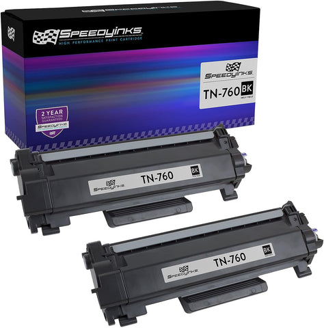 SPEEDYINKS Compatible Toner Cartridge Replacements for Brother TN760 TN-760 TN730 TN-730 High Yield (Black, 2-Pack) for DCP-L2550DW, HL-L2350DW, HL-L2370DW, HL-L2395DW, MFC-L2690DW, MFC-L2730DW