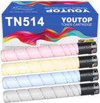 YOUTOP 4PK TN-514 TN-324 TN-512 BCMY Toner Cartridge Compatible for Konica Minolta bizhub C458 C558 C658 (A9E8130 A9E8430 A9E8330 A9E8230)