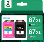 67XL Ink Cartridges Black/Color Combo Pack, Replacement for 67XL HP Printer Ink, HP 67XL Ink Cartridge Works with HP DeskJet 1255, 2700, 4100 Series, HP Envy 6000, 6400 Series, 1 Black 1 Tricolor