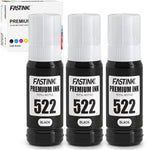 FASTINK Compatible 522 Black Refill Ink Bottle, High Capacity,3 Black,Work with ET-2720, ET-2800, ET-2803, ET-4800,ET-4700 Printer